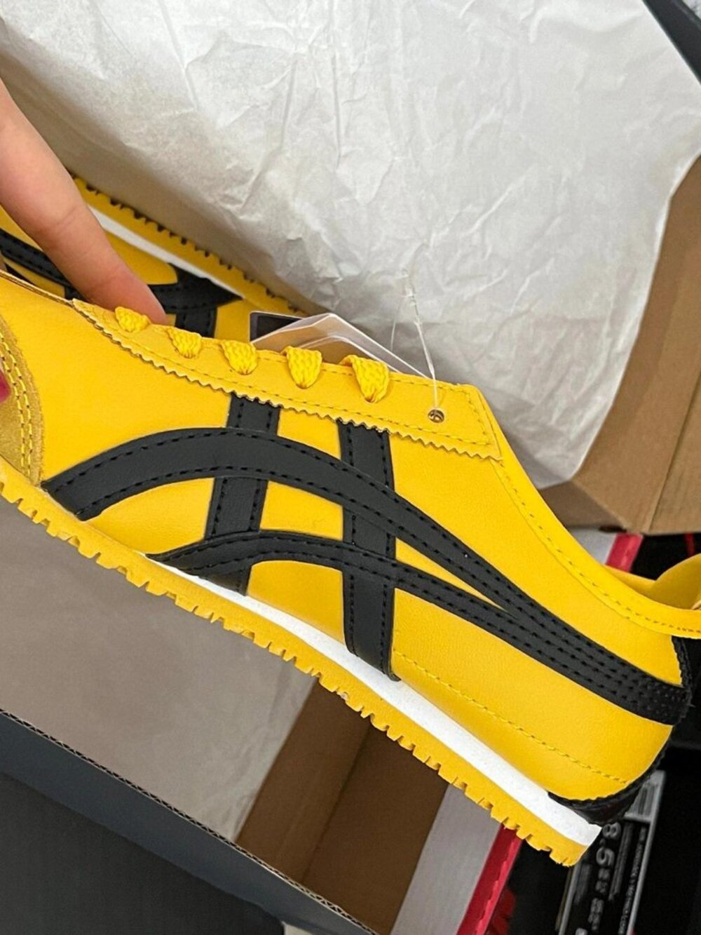 Onitsuka Tiger Mexico 66 Yellow Black Retro Sneakers Women’s - Picture 4 of 8